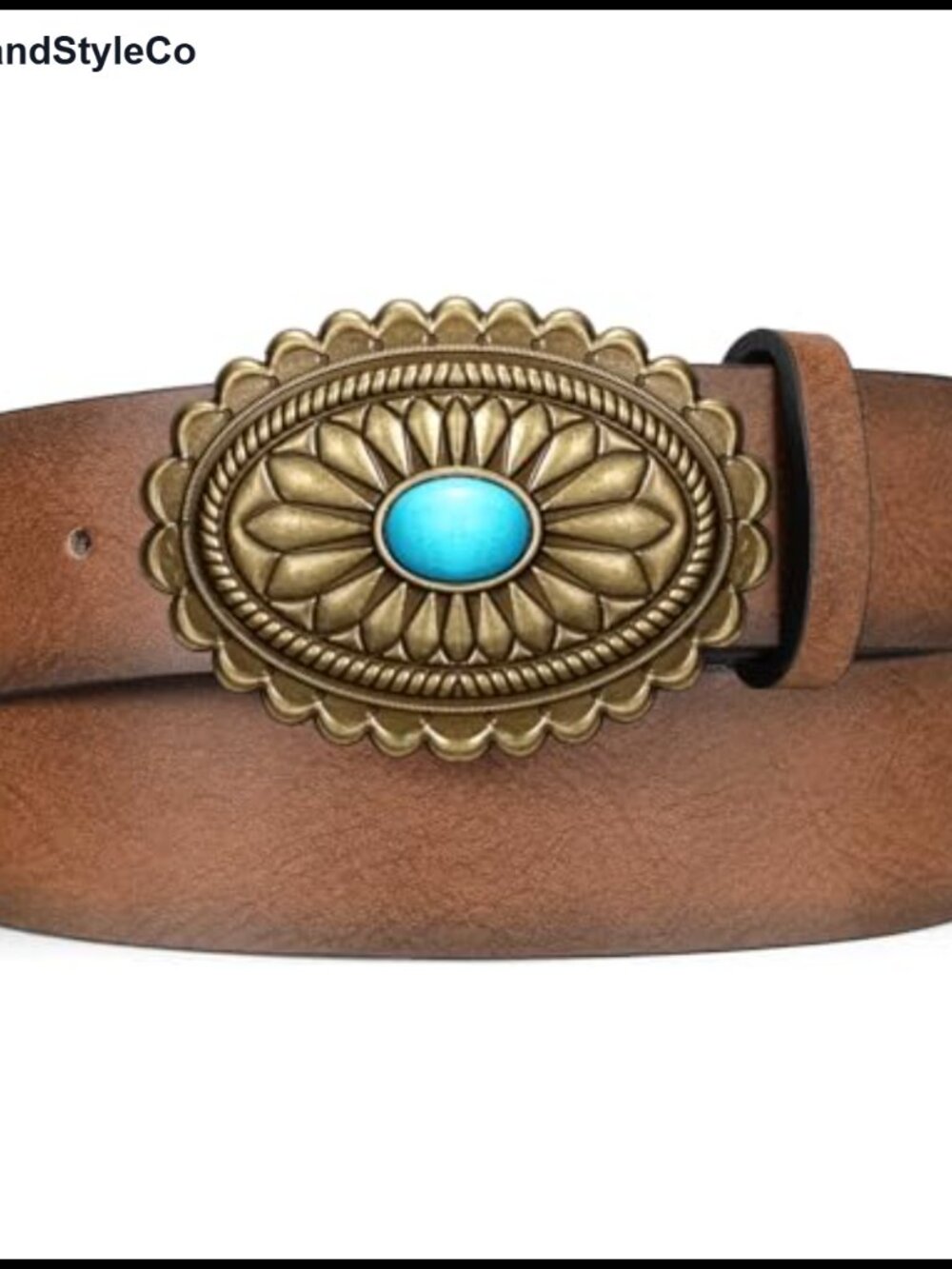 Women Western Leather Belt Turquoise Concho Buckle Cowgirl Country